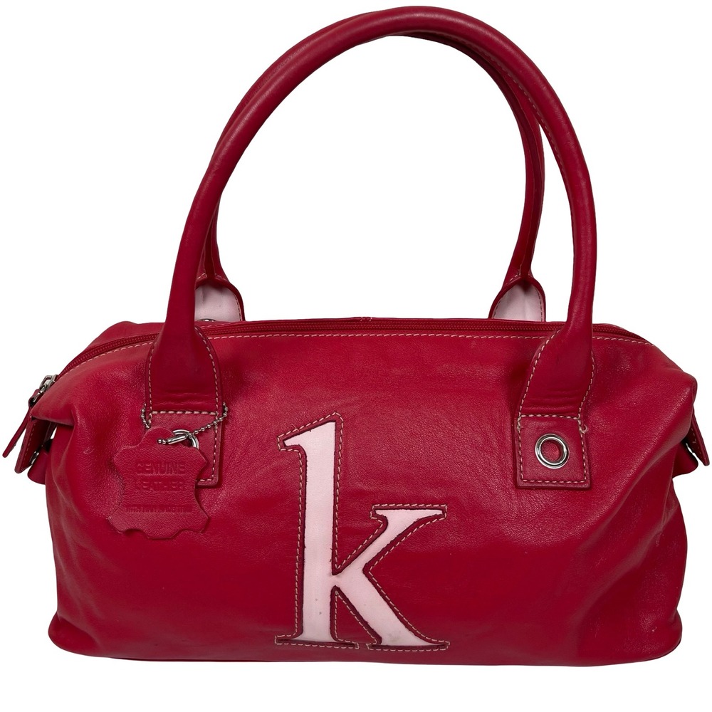 Vintage Y2K GIANI BERNINI Red Leather K Letter Initial Satchel Handbag Purse